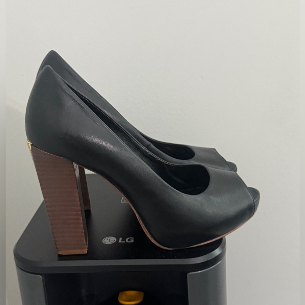 Tory Burch Black Peep-Toe Heels